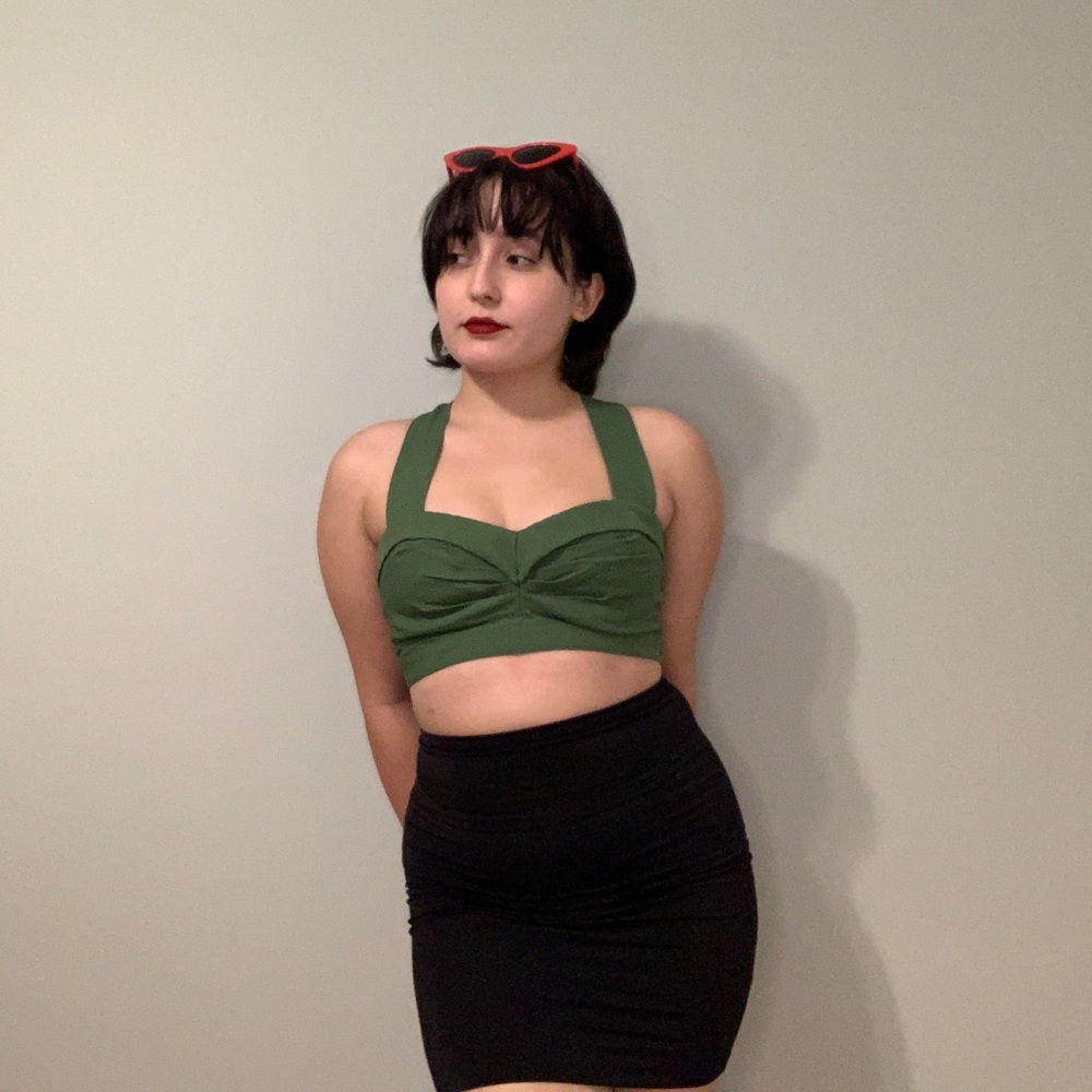 Pinup couture Allison crop top in olive green